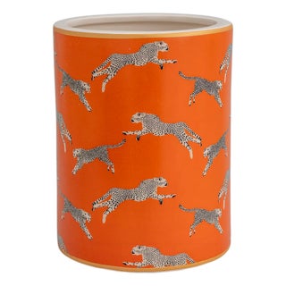 Scalamandre Maison by Port 68 Leaping Cheetah Orange Ice Bucket For Sale