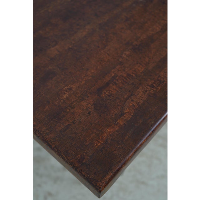 1990s Scrolled Iron Base Coconut Top Dining Room Table For Sale - Image 5 of 14