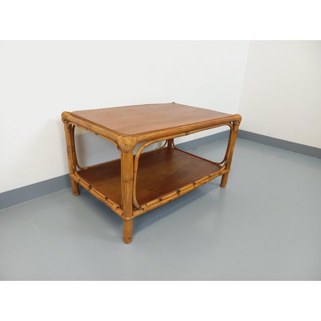 Vintage Rattan and Wood Coffee Table, 1960s For Sale - Image 13 of 13
