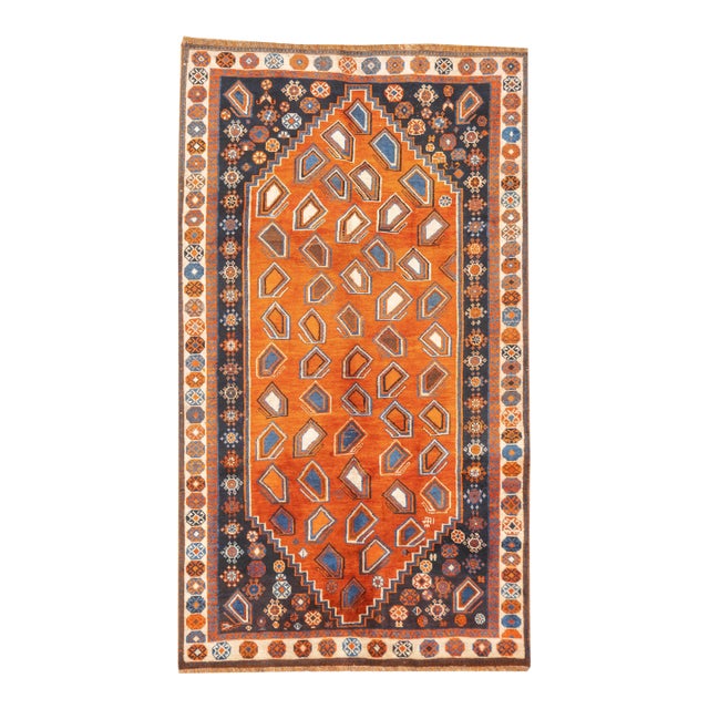 Antique Hand-Knotted Persian Qashqai Rug 4'9" X 8'2" For Sale