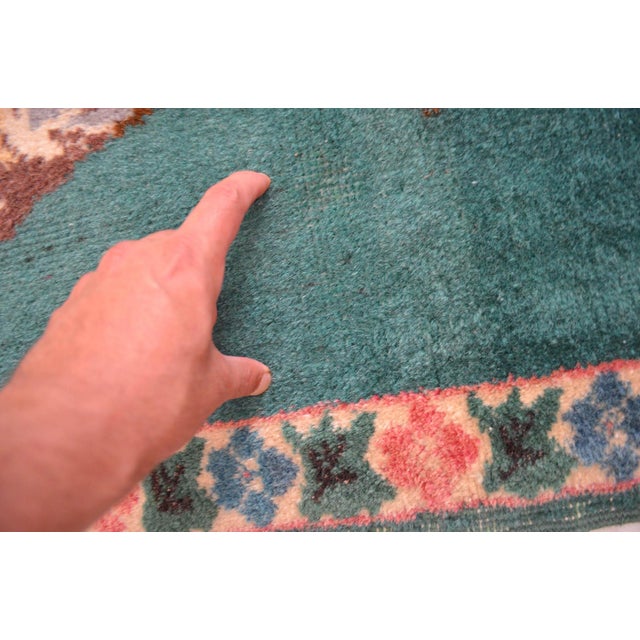 1980s Hand-Knotted Small Turkish Rug, Tiger on Attack Theme Wellcome Mat Entry Decor - 33" X 44" For Sale - Image 14 of 14