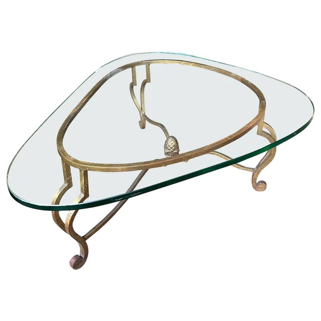 Gilt Wrought Iron Coffee Table by Maison Ramsay, 1960s For Sale