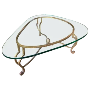 Gilt Wrought Iron Coffee Table by Maison Ramsay, 1960s