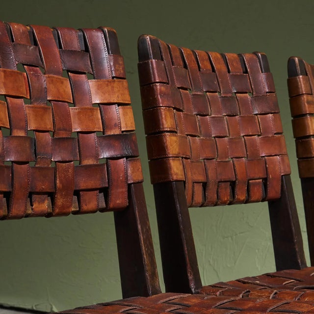 Brown Chairs in Cognac Leather and Stained Oak from Jens Risom, United States, 1940s, Set of 6 For Sale - Image 8 of 14