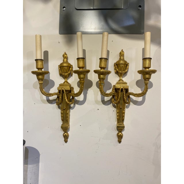 1900 Caldwell Gilt Bronze Sconces Neoclassical Style For Sale - Image 12 of 12