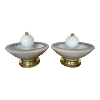 Contemporary Brass Murano Glass Fountain Lamps, Italy - a Pair For Sale