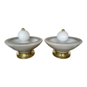 Contemporary Brass Murano Glass Fountain Lamps, Italy - a Pair