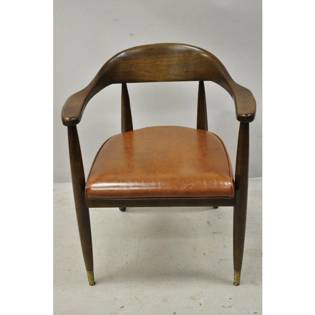 Vintage Boling Mid Century Modern Solid Walnut Office Library Arm Chair