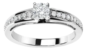 14K White Gold 1/2 Cttw Diamond Solitaire Pave Set Engagement Ring (G-H Color, VS2-SI1 Clarity) - Size 7