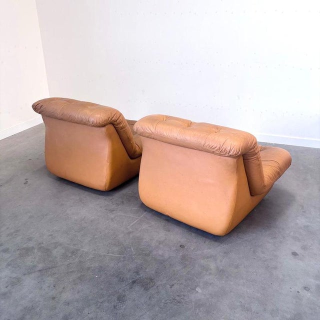 Vintage Lounge Chairs in Leather, 1970s, Set of 2 For Sale - Image 9 of 14