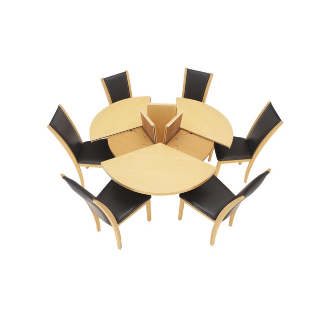 Rare Blond Maple Round Expandable Dining Table 6 Chairs Set Set Denmark - 7 Piece Set For Sale - Image 12 of 12