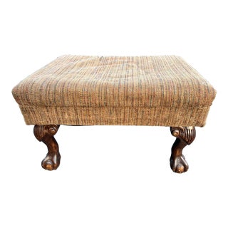 1940s Vintage Claw and Ball Foot Ottoman For Sale