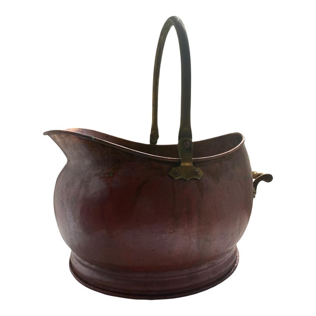 Large 19th Century Antique Copper Helmut Scuttle, Decorative Urn For Sale