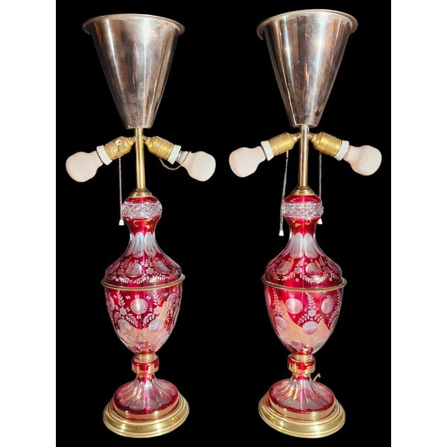 Glass Table Lamps in Cut Glass, 1900s, Set of 2 For Sale - Image 7 of 16