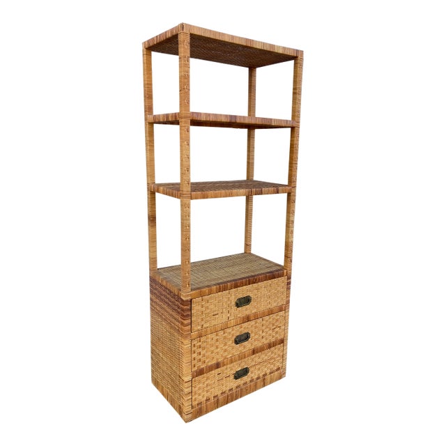 Bielecky Brothers Rattan Etagere Chest For Sale