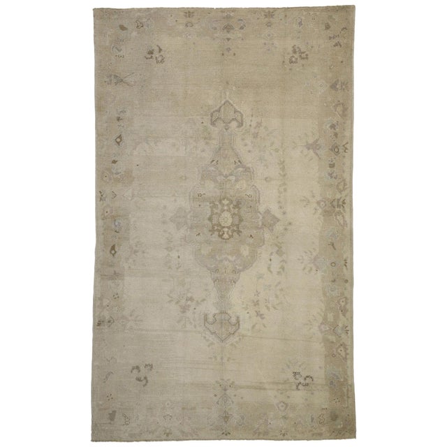 Folk Art Vintage Zabihi Collection Gray Turkish Rug For Sale - Image 3 of 12