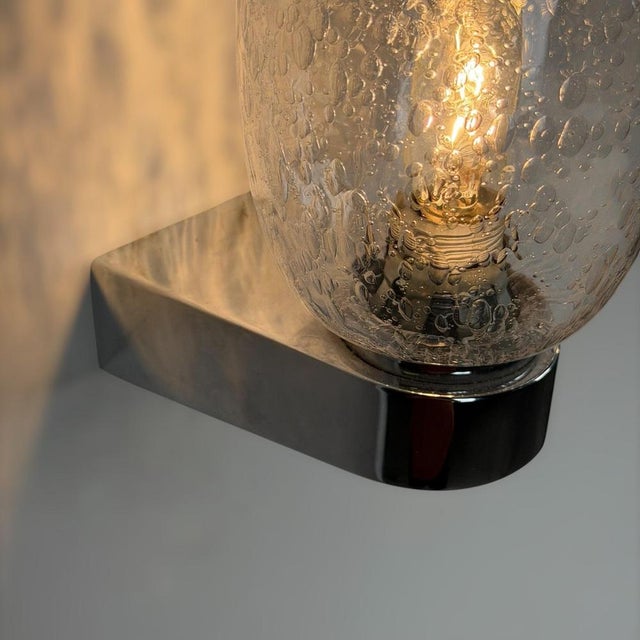 Pulegoso Glass and Chrome Wall Sconces in the style of Seguso Vetri d'Arte, 1970s, Set of 2 For Sale - Image 13 of 18