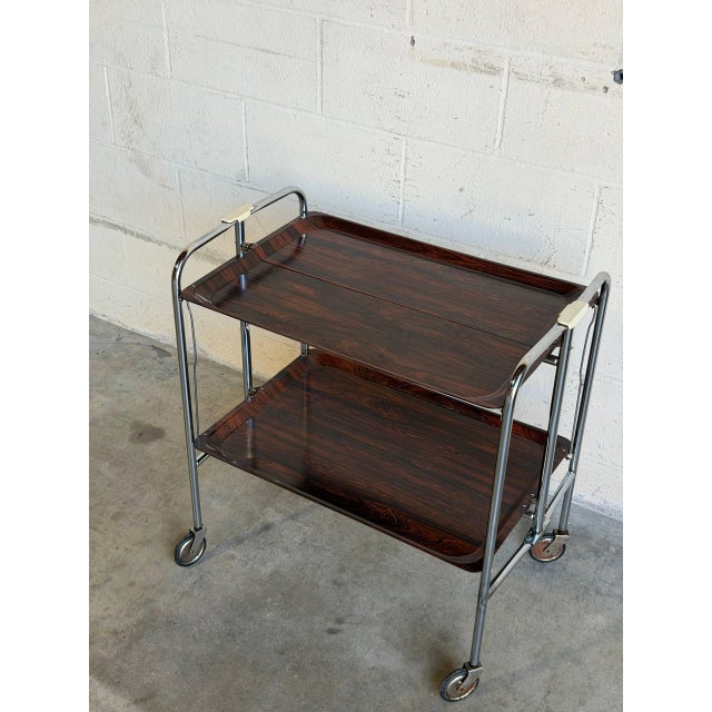 Mid 20th Century Rosewood Folding Bar Cart German Mid-Century Modern For Sale - Image 5 of 13