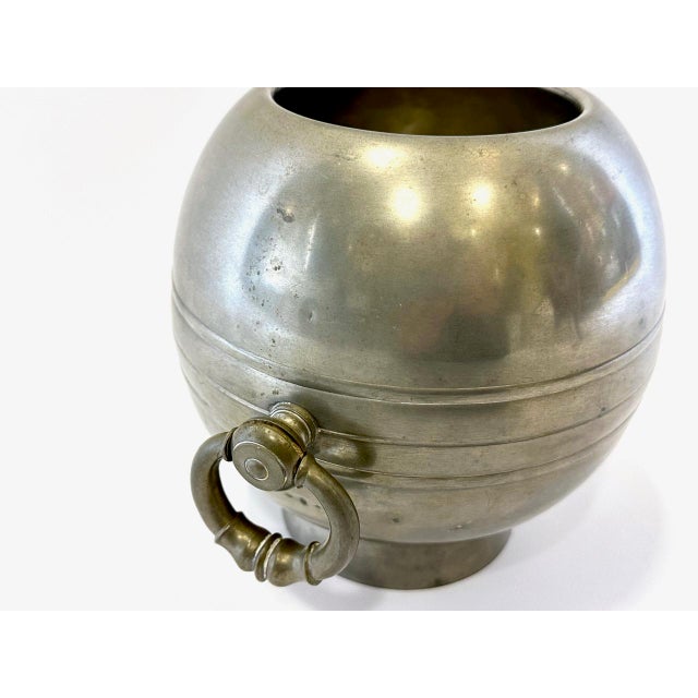 Swedish Art Deco Pewter Globe Vase with Handles from GAB, 1935 For Sale - Image 6 of 18