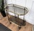Metal Italian Two-Tier Brass and Glass Bar Cart with Dark Glass Top by Milo Baughman, 1970s For Sale - Image 7 of 9