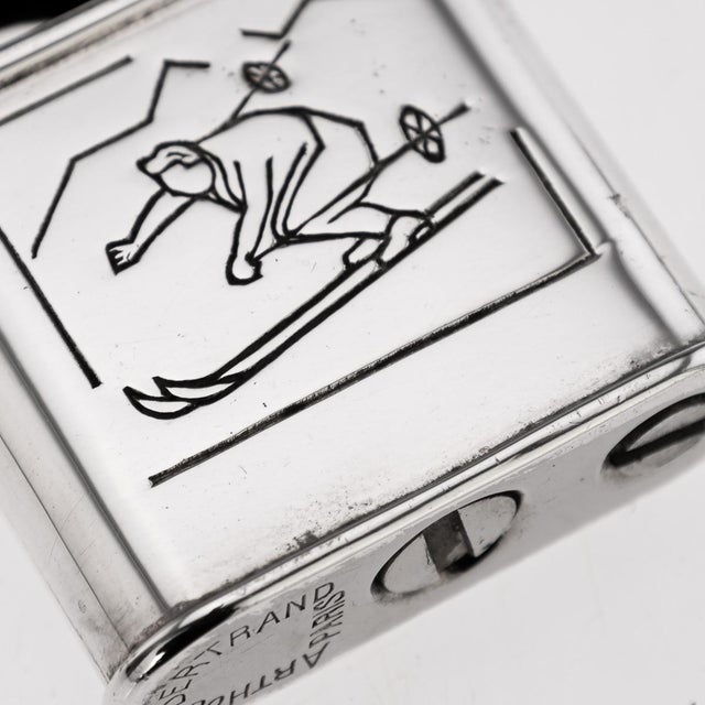 French Chrome-Plated Skiier Lighter by Arthus Bertrand, 1950s For Sale - Image 4 of 12