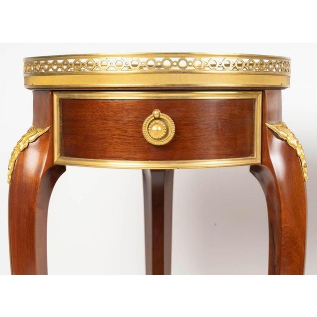 Wood and Gilt Bronze Pedestal Tables in the Louis Xv Style., Set of 2 For Sale - Image 5 of 9