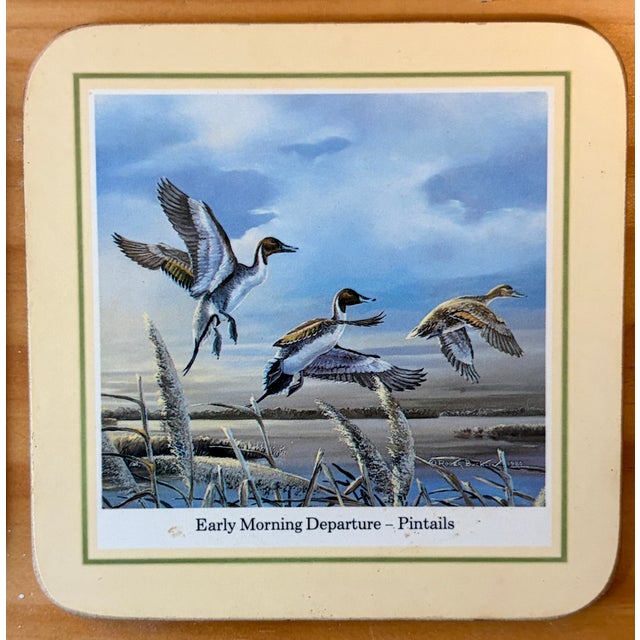 Cream Vintage Traditional Duck Goose Waterfowl Coasters - Sset of 6 For Sale - Image 8 of 11