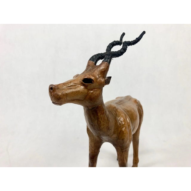 Brown Vintage Leather Antelope Figure, 1960s For Sale - Image 8 of 10
