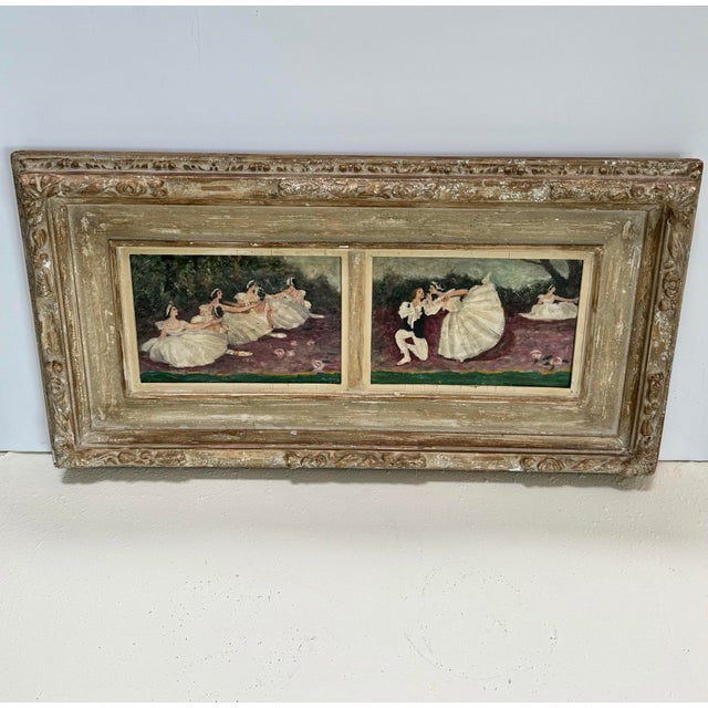1950s T. Miyata Shunyô-Kai Association Oil on Panel Diptych “Les Sylphides No. 1 & 2” For Sale - Image 9 of 11