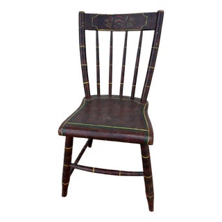 Antique Paint Decorated Pennsylvania Kitchen Windsor Side Chair, Circa 1850's For Sale