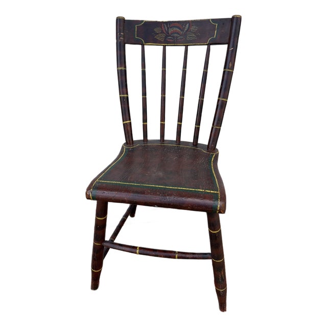 Antique Paint Decorated Pennsylvania Kitchen Windsor Side Chair, Circa 1850's For Sale