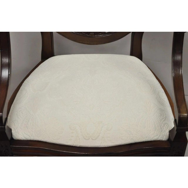 Late 20th Century Late 20th Century Hepplewhite Prince of Wales Plume Carved Shield Back Mahogany Dining Arm Chair For Sale - Image 5 of 11