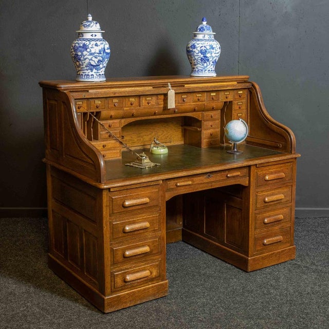 Edwardian Roll Top Desk by Maples of London and Paris, 1890s For Sale - Image 15 of 17