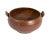 A studio pottery bowl with handle. Unsigned, this bowl exhibits a wide body which curves in to the base. The bowl's glaze...