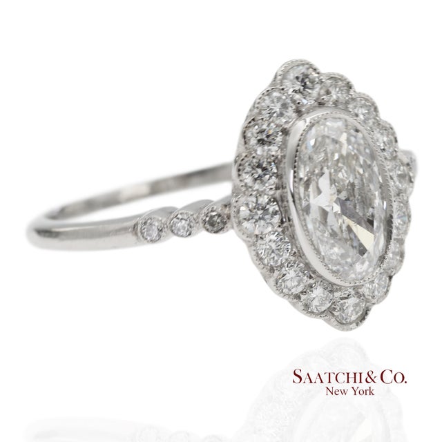 Platinum 900 Natural Diamond Milgrain Engagement Ring Metal Type: 900 Platinum Total Item Weight: 4.1 Grams Ring Size: 7...