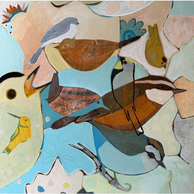 "Little Birds" a Fun Bird Painting by LWren Walraven For Sale In Santa Fe - Image 6 of 7