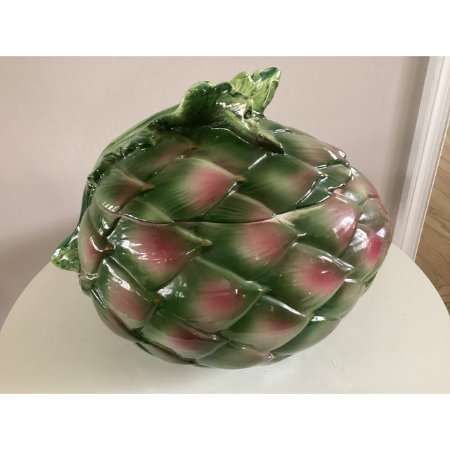 Large Ceramic Artichoke Shape Covered Casserole Dish or Soup Tureen For Sale - Image 4 of 10