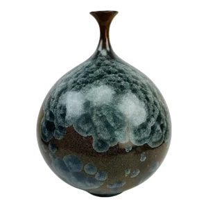 1990s Studio Crafted Art Pottery Crystalline Vase
