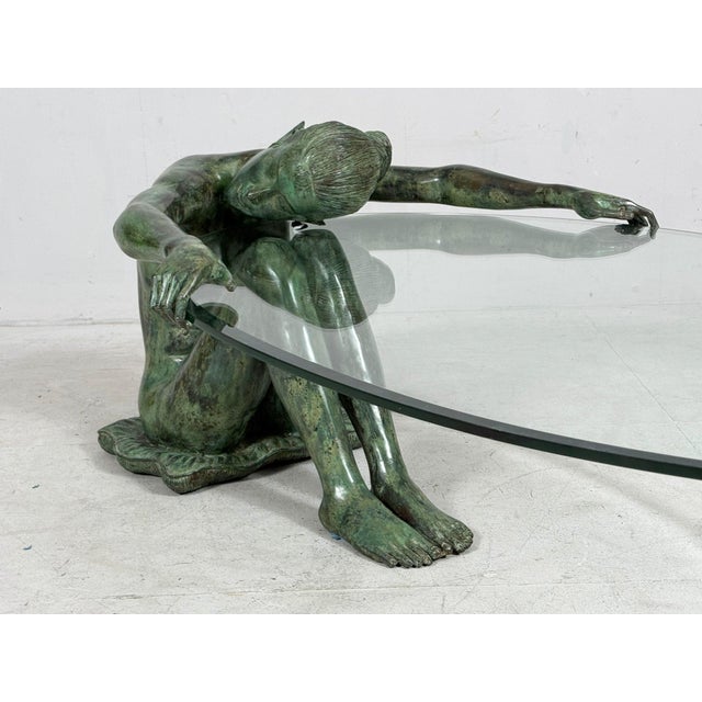 Sculptural Coffee Table with Female Nude Sculpture in Bronze, France, 1980s For Sale - Image 16 of 18
