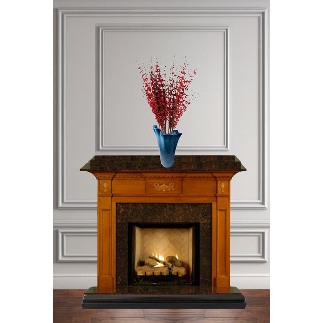 Large Blue Murano Ruffled Art Glass Vase For Sale In New York - Image 6 of 12