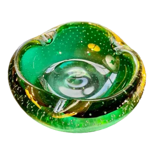Vintage Murano Style Green Glass Ashtray