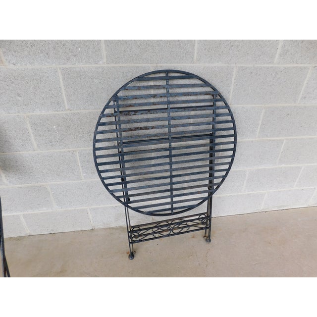 Vintage French Style Wrought Iron Outdoor Dining Bistro 3 Piece Set "B" For Sale - Image 13 of 15