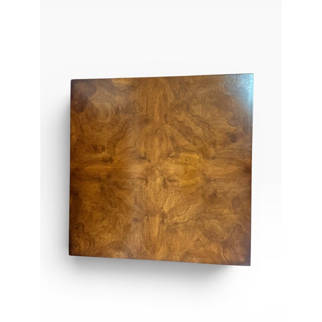 Pair of Drexel Classic Court Burl Walnut Arcaded End Tables With Glass Tops, 1975 For Sale In Boston - Image 6 of 13
