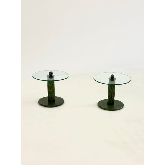 Mid-Century Modern Italian Side Table with Bamboo Base and Glass Top, 1970s For Sale - Image 3 of 9