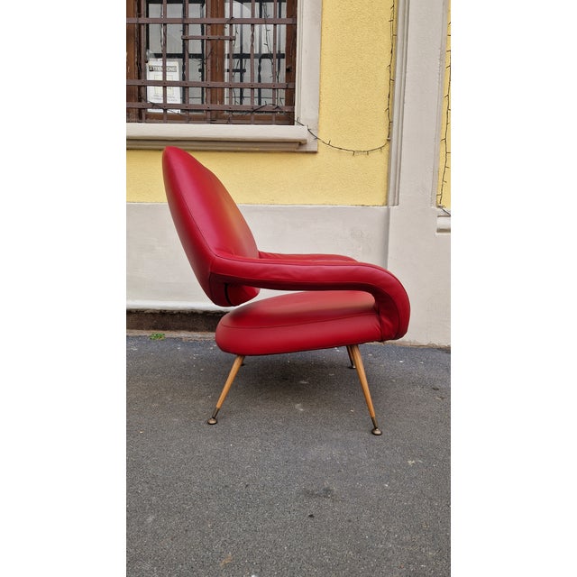 Set of Model DU55 Chairs in Red Leather by Gastone Rinaldi for Poltrona Frau, 1954 For Sale - Image 13 of 18