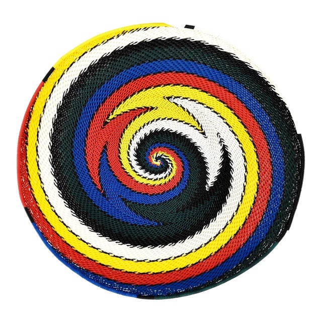 Early 20th Century Zulu Telephone Wire Basket South Africa 10inch For Sale