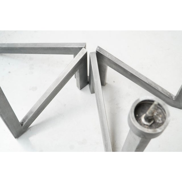 Handmade Architectural Steel Candlestick by Roger Bonduel, Belgium, 1960s For Sale - Image 11 of 15