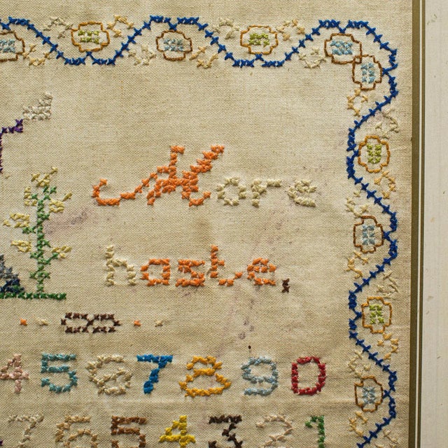 1896 Framed Sampler English Cross-Stitch For Sale - Image 4 of 11