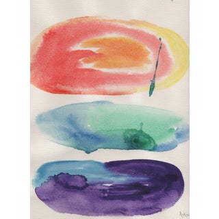 Contemporary Original Minimalist Abstract Composition Watercolor Painting by CL Auker For Sale