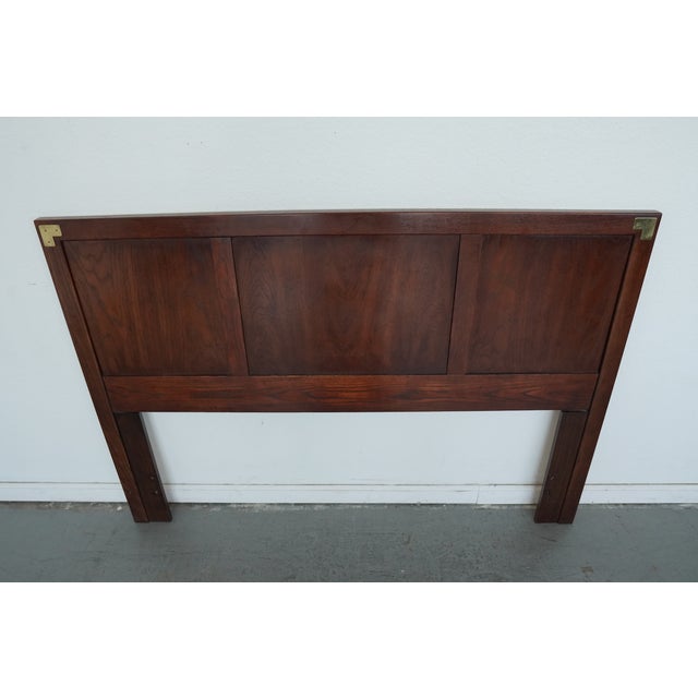Henredon Vintage Henredon Campaign-Style Queen Headboard For Sale - Image 4 of 10